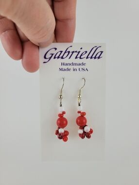 Red Beaded Drop Earrings